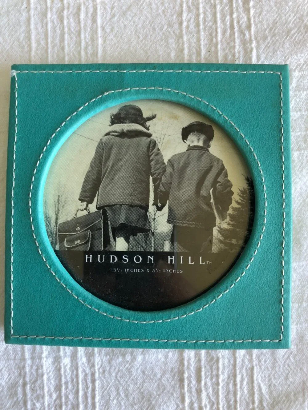 Hudson Hill Turquoise Leather Coasters / Picture Frames, Set of 4